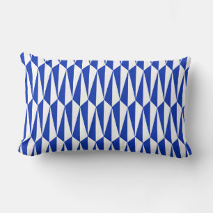 Mid-Century geometric, cobalt and white Lumbar Cushion