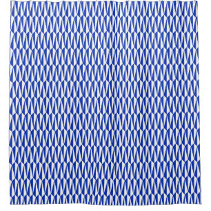 Mid-Century geometric, cobalt blue and white Shower Curtain