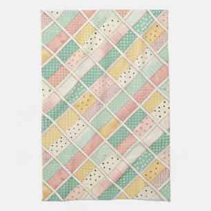Mid-Century Geometric Design with Dots & Lines 4  Tea Towel