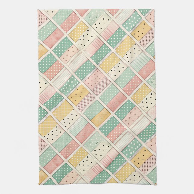 Mid-Century Geometric Design with Dots & Lines 4  Tea Towel (Vertical)