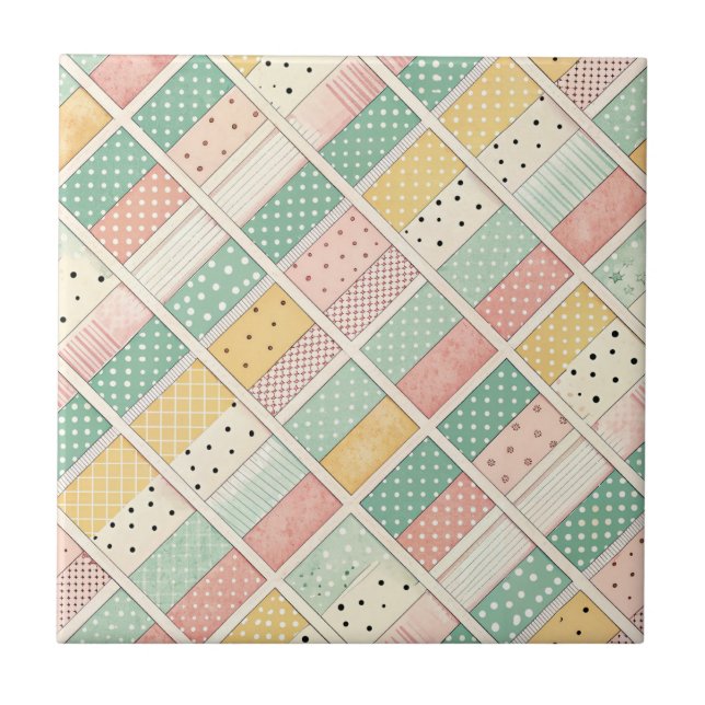 Mid-Century Geometric Design with Dots & Lines 4  Tile (Front)