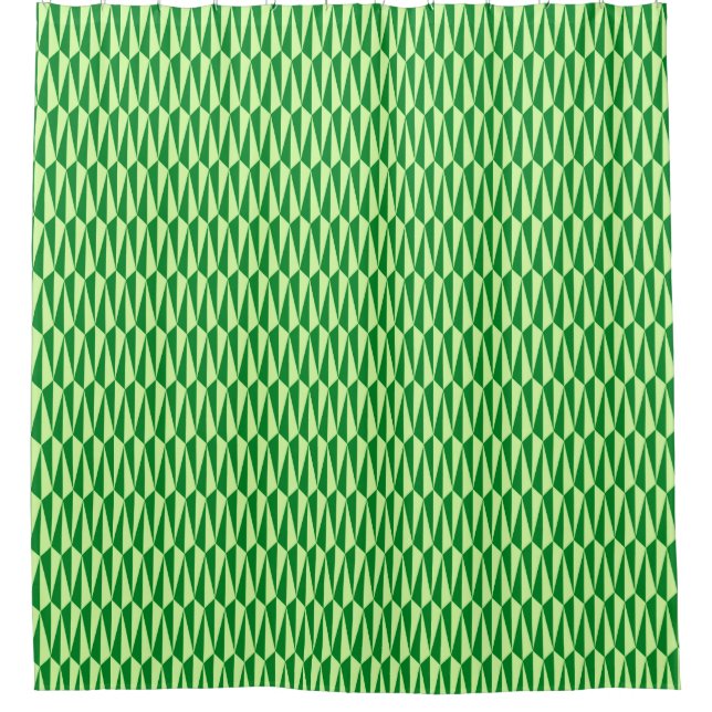 Mid-Century geometric, emerald green Shower Curtain (Front)