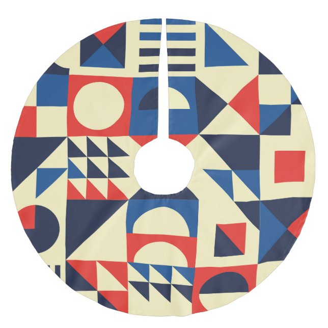 Mid-Century Geometric: Funky Retro Pattern. Brushed Polyester Tree Skirt (Front)