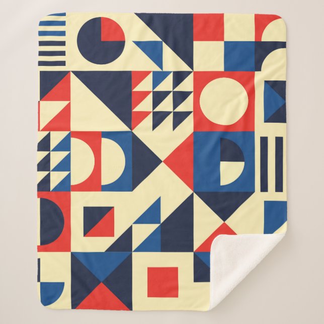 Mid-Century Geometric: Funky Retro Pattern. Sherpa Blanket (Front)