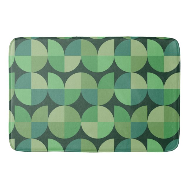 Mid Century Geometric Green Teal Pattern  Bath Mat (Front)