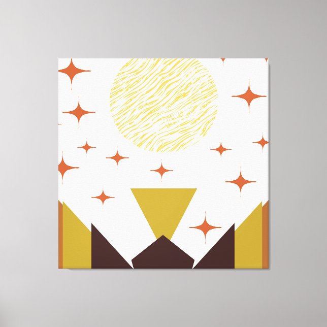 Mid Century Geometric Landscape Canvas Print (Front)