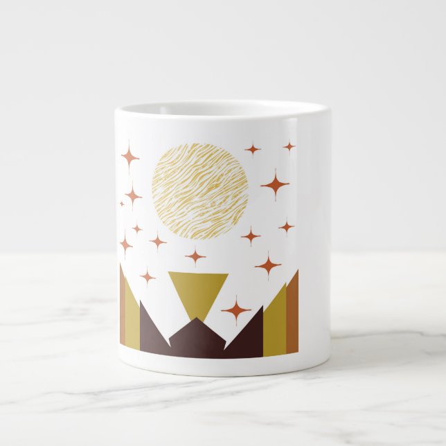 Mid Century Geometric Landscape Large Coffee Mug (Front)