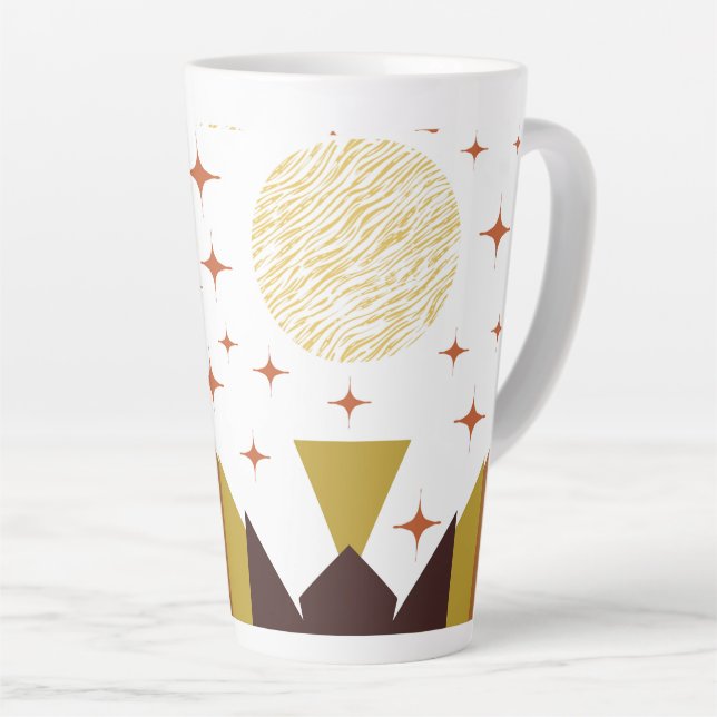 Mid Century Geometric Landscape  Latte Mug (Right Angle)