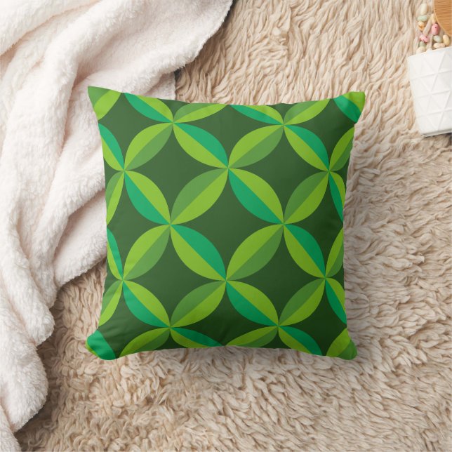 Mid Century Geometric Lime Mint Green Circles  Cushion (Blanket)