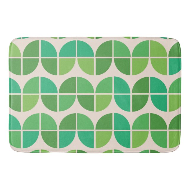  Mid Century Geometric Mint Lime Green Pattern  Bath Mat (Front)