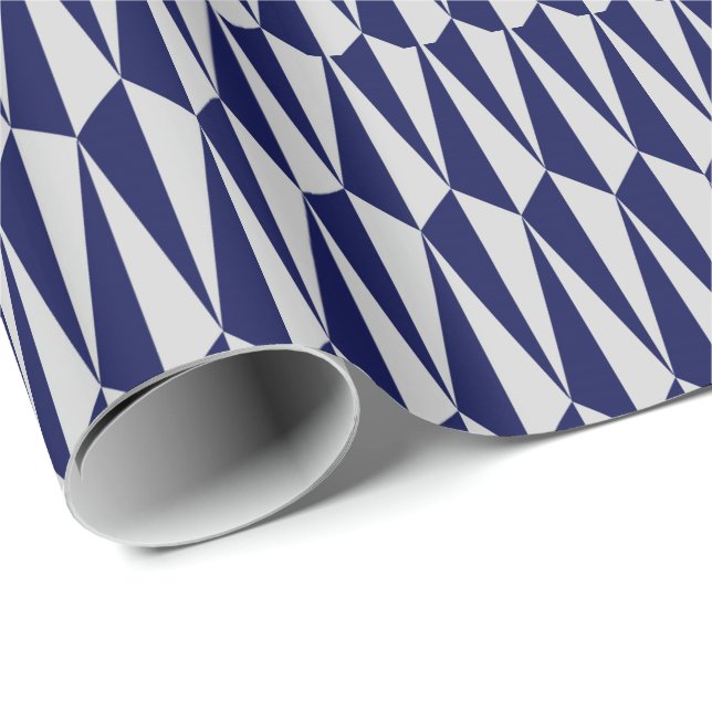 Mid-Century geometric, navy blue and grey Wrapping Paper (Roll Corner)
