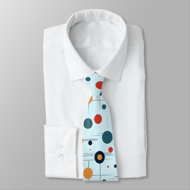 Mid Century Geometric Pattern Neck Tie (Tied)