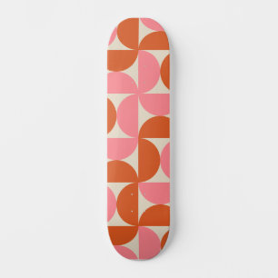 Mid century Geometric Pink Orange Half Circles Skateboard