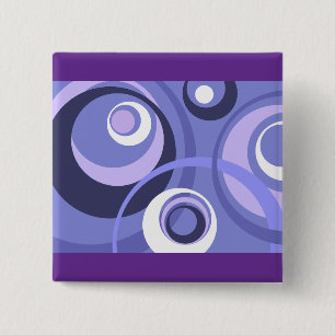 Mid-Century Geometric Purple Circles Abstract 15 Cm Square Badge
