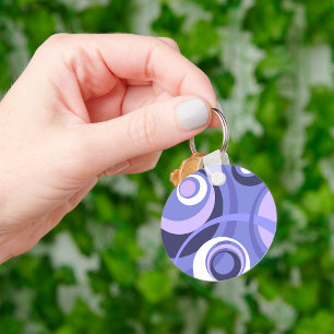 Mid-Century Geometric Purple Circles Abstract Key Ring
