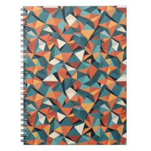 Mid-Century Geometric Teal & Orange Pattern Notebook