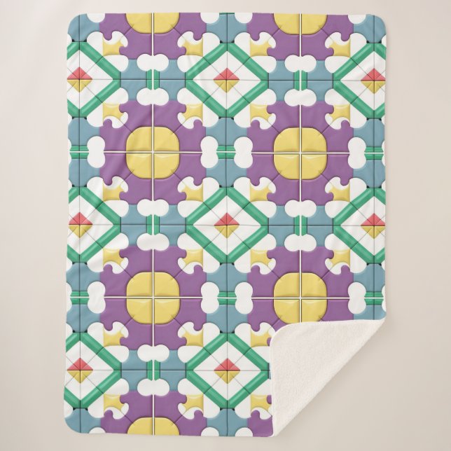 Mid Century Geometry For Modern Interior Style Sherpa Blanket (Front)