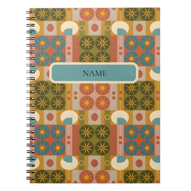 Mid-Century  Geometry, Retro Seamless Pattern Notebook (Front)
