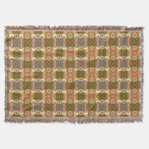 Mid-Century Geometry, Retro Seamless Pattern Throw Blanket