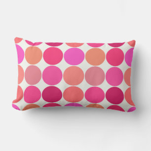 Mid-Century Giant Dots, Fuchsia Pink and Coral Lumbar Cushion