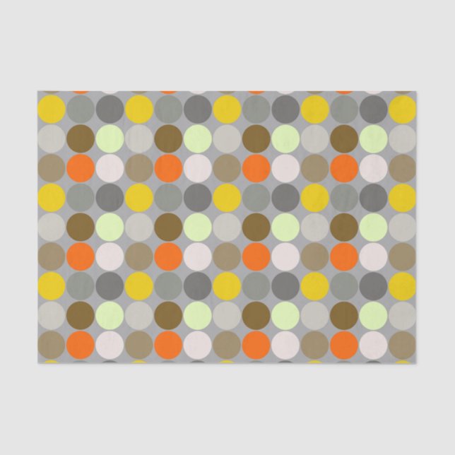 Mid-Century Giant Dots, Grey, Gold and Orange Tissue Paper (Front)