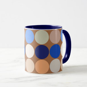 Mid-Century Giant Dots, Taupe Tan, Beige and Blue Mug