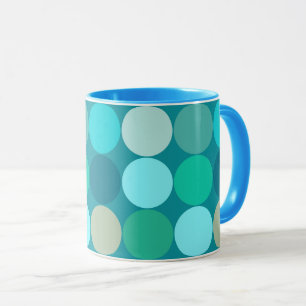 Mid-Century Giant Dots, Turquoise, Aqua & Beige Mug