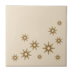 Mid-Century Gold Starburst Design Tile<br><div class="desc">Mid-century modern inspired design featuring vintage retro gold starbursts in an organic design on a beige background. Simple,  clean modern design.</div>