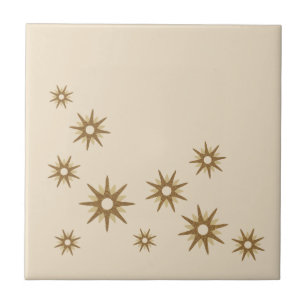 Mid-Century Gold Starbursts Tile