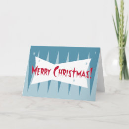 Mid-Century Googie Christmas Card: Blue Holiday Card