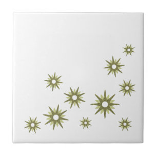 Mid-Century Green Starburst Design Tile
