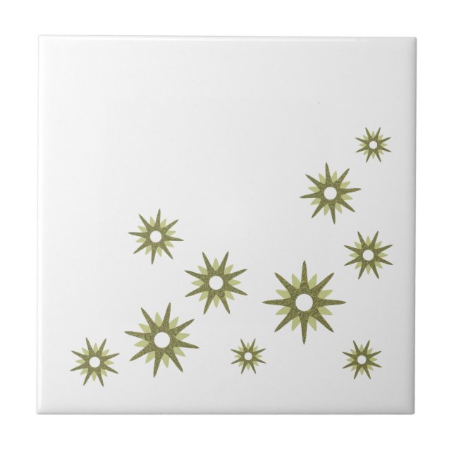 Mid-Century Green Starburst Design Tile (Front)
