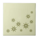 Mid-Century Green Starbursts Tile<br><div class="desc">Mid-century modern inspired design featuring vintage retro green starbursts in an organic design on a lighter green background. Simple,  clean modern design.</div>