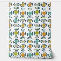 Mid Century Green Turquoise Blue Abstract Circles