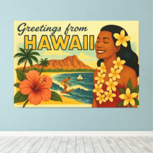 Mid Century Greetings From Hawaii Tourism Art