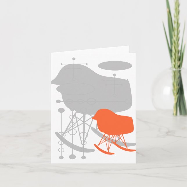Mid-Century Grey Coral Chair Silhouette Note Card (Front)