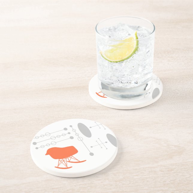 Mid-Century Grey Pattern Chair Silhouette Coaster (Side)
