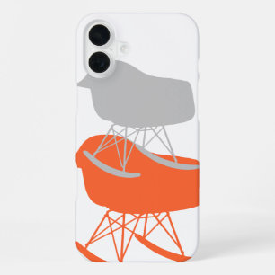Mid-Century Grey Pattern Chair Silhouette iPhone 16 Plus Case
