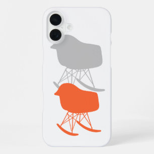 Mid-Century Grey Pattern Chair Silhouette iPhone 16 Plus Case