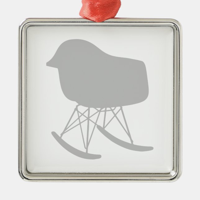 Mid-Century Grey Pattern Chair Silhouette Metal Tree Decoration (Front)