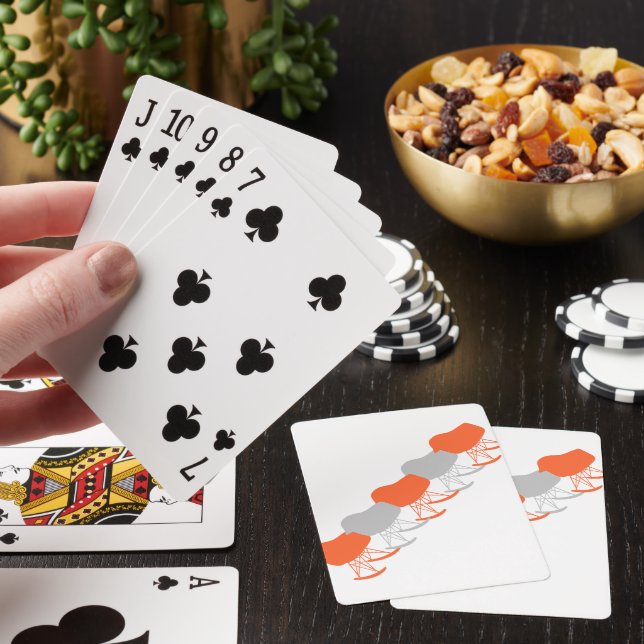 Mid-Century Grey Pattern Chair Silhouette Playing Cards (In Situ)