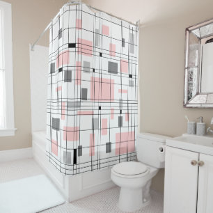 Mid Century Grid Shower Curtain