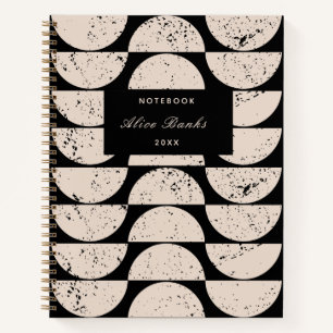 Mid Century Grunge Circles & Script Name Notebook