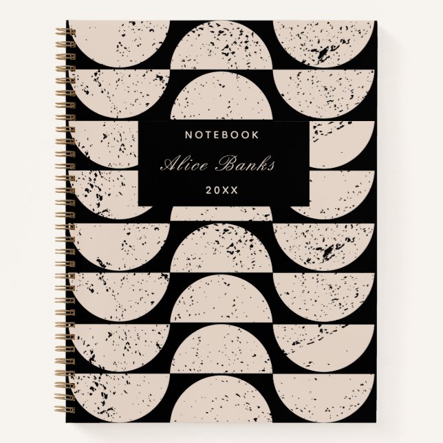 Mid Century Grunge Circles & Script Name Notebook (Front)