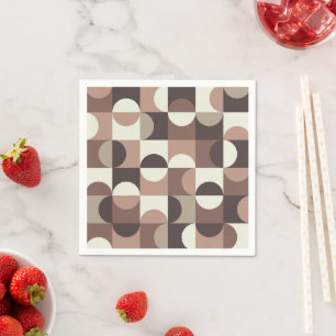 Mid Century Half Circles in Mocha Mousse and brown Napkin