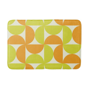 Mid Century Half Circles Orange and Yellow  Bath Mat