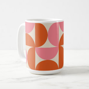 Mid Century Half Circles Pink and Orange Coffee Mug