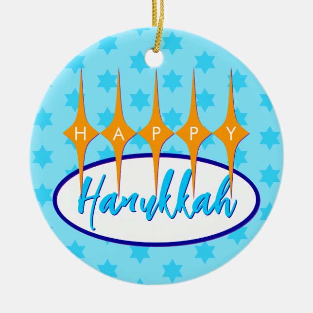 Mid Century Hanukkah/Christmas Ceramic Tree Decoration (Front)