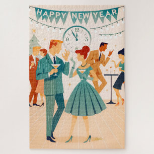 Mid Century Happy New Year The Martini Dance Jigsaw Puzzle