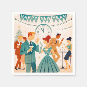 Mid Century Happy New Year The Martini Dance Napkin